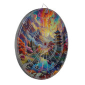 Pagode und farbige Landschaft Dartboard Dartscheibe (Vorderseite Links)