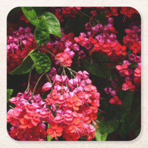 Pagodenblumen Farbige rote und rosa Farbe Rechteckiger Pappuntersetzer