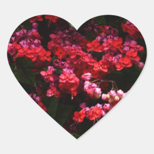 Pagodenblumen Farbige rote und rosa Töne Herz-Aufkleber