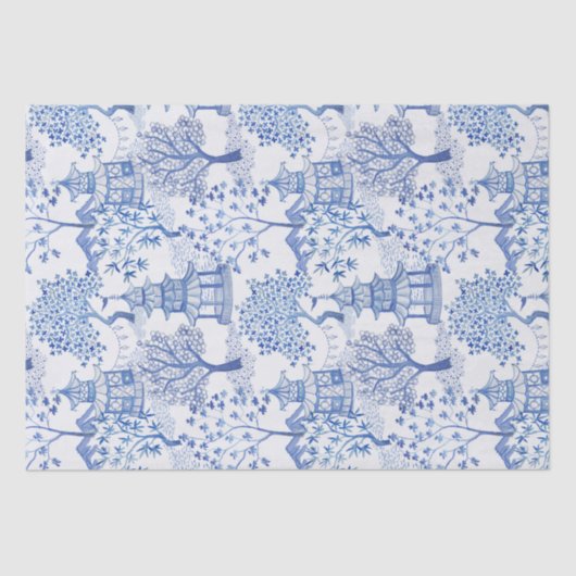 Pagodenwald im Blau Seidenpapier (Vorderseite)