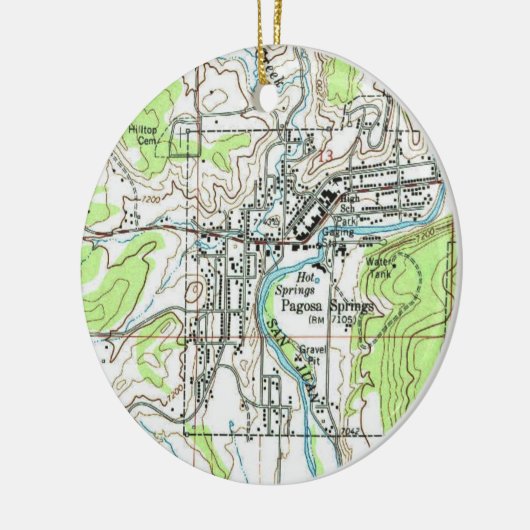 Pagosa Springs CO Map Keramik Ornament (Links)