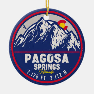 Pagosa Springs Colorado Retro Sunset Mountain Keramik Ornament