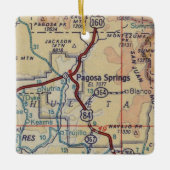 Pagosa Springs Vintage Karte Keramikornament (Vorderseite)