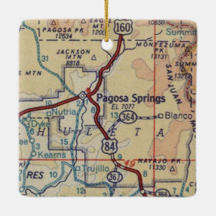 Pagosa Springs Vintage Map Keramikornament