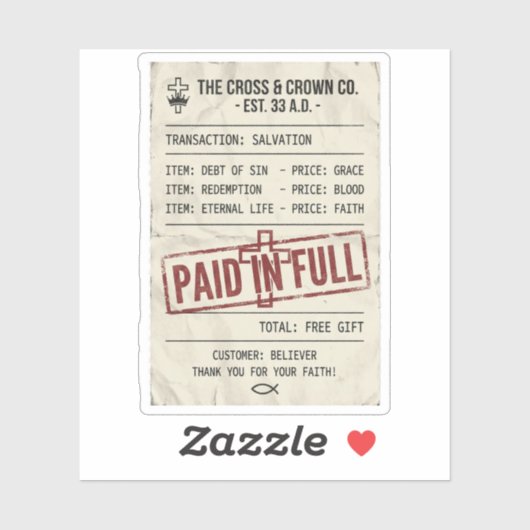 Paid in Full Aufkleber (Blatt)