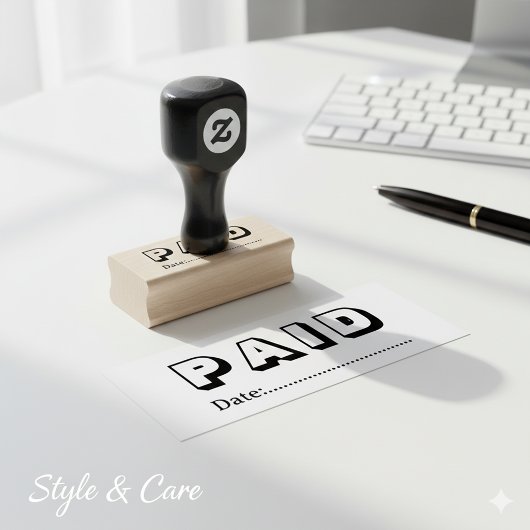 Paid with Blank Date Wooden Gummistempel