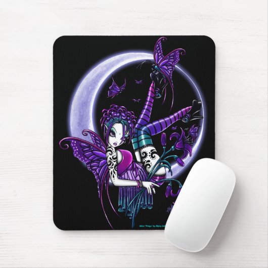 Paige dunkle Regenbogen-Blumen-Mond-Fee Mousepad (Mit Mouse)