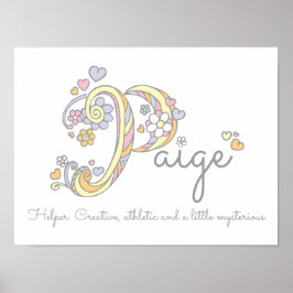 Paige monogram Art Girls Name und Bedeutung Plakat
