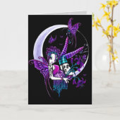 "Paige" Rainbow Butterfly Moon Fairy Art Card Karte (Gelbe Blume)
