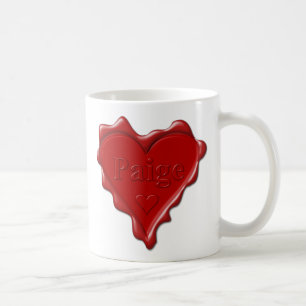 Paige. Rotes Herzwachs-Siegel mit NamensPaige Kaffeetasse