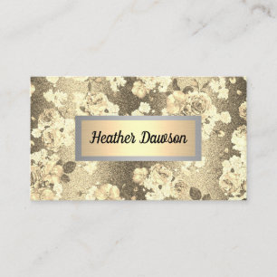 Pailletten Glitter Gold Blumenmuster Visitenkarte