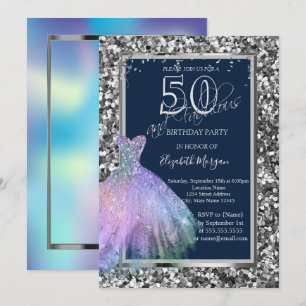 Pailletten Glitter Kleid Holografisch 50. Geburtst Einladung