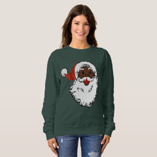 Pailletten schwarzer Weihnachtsmann Damen Sweatshi Sweatshirt