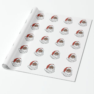 Pailletten schwarzer Weihnachtsmann Geschenkpapier