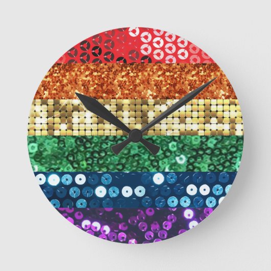 Pailletten-Stolzflagge Runde Wanduhr (Vorderseite)