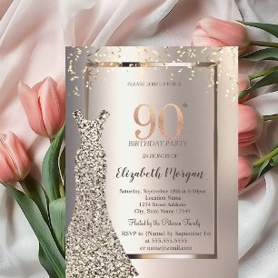 Paillettenkleid Konfetti Elfenbein 90. Geburtstag Einladung
