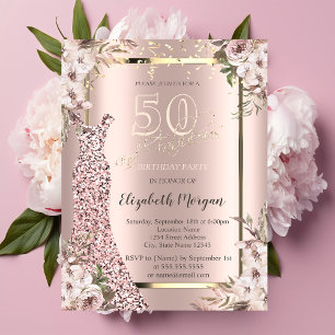 Paillettenkleid Roségold 50. Geburtstag Einladung