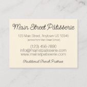 Pain Aux Raisins French Patisserie Bäckerei Koch Visitenkarte (Rückseite)