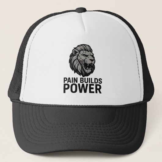 Pain baut Power Trucker Hat Gym Motivation Cap Truckerkappe (Vorderseite)