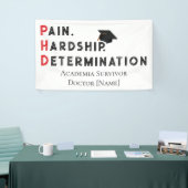 Pain, Hardship, Determination – Funny PhD Quote Banner (Messeveranstaltung)