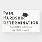 Pain, Hardship, Determination – Funny PhD Quote Banner (Horizontal)