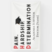 Pain, Hardship, Determination – Funny PhD Quote Banner (Vertikal)