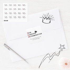 Pain, Hardship, Determination – Funny PhD Quote Quadratischer Aufkleber