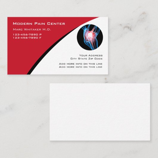 Pain Management Medical Business Cards Visitenkarte (Vorne/Hinten)
