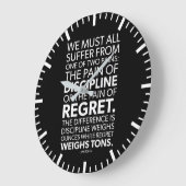 Pain Of Discipline vs Regret - Success Motivation Große Wanduhr (Winkel)
