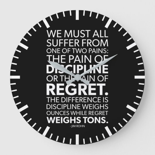 Pain Of Discipline vs Regret - Success Motivation Große Wanduhr (Vorderseite)