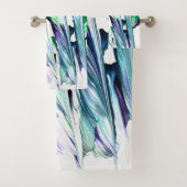 Pain Remover 1 Purple Green Abstract Bath Towels Badhandtuch Set (Insitu)