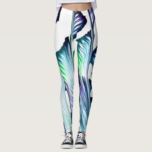 Pain Remover 1 Purple Green Abstract Leggings (Vorderseite)