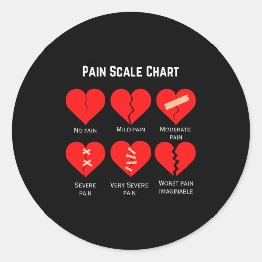 Pain Scale Chart Design For Funny Valentines Day Runder Aufkleber (Vorderseite)
