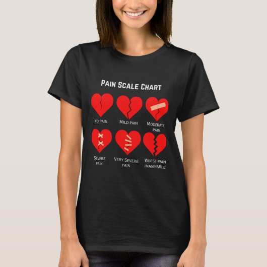 Pain Scale Chart Design For Funny Valentines Day T-Shirt (Vorderseite)