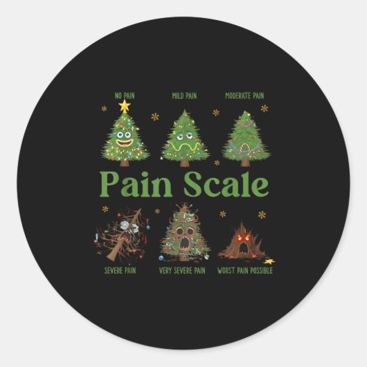 Pain Scale Christmas Funny Tree Xmas Nurse Holiday Runder Aufkleber (Vorderseite)