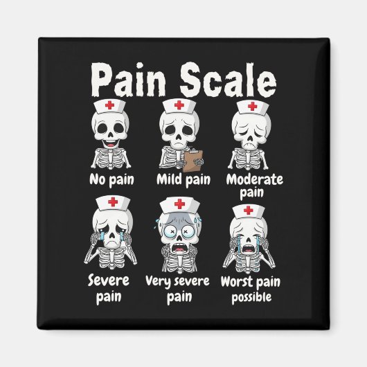 Pain Scale Cute Nurse Skeleton Halloween Trauma Fu Magnet (Vorne)