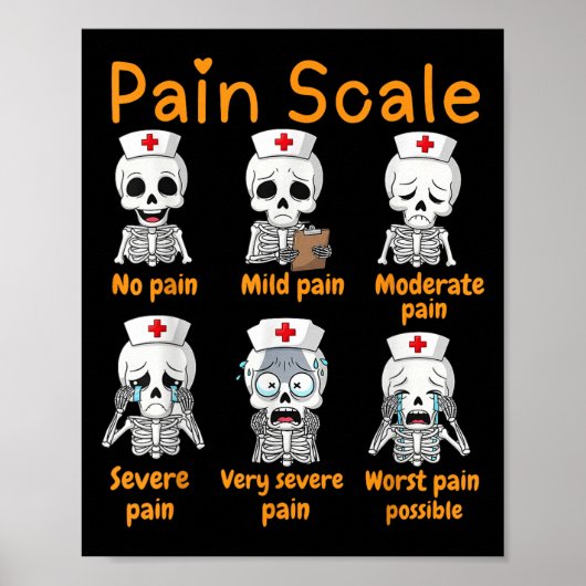 Pain Scale Cute Nurse Skeleton Halloween Trauma Fu Poster (Vorne)