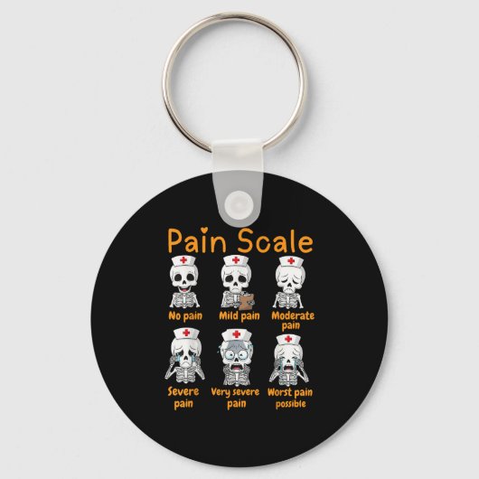 Pain Scale Cute Nurse Skeleton Halloween Trauma Fu Schlüsselanhänger (Vorderseite)