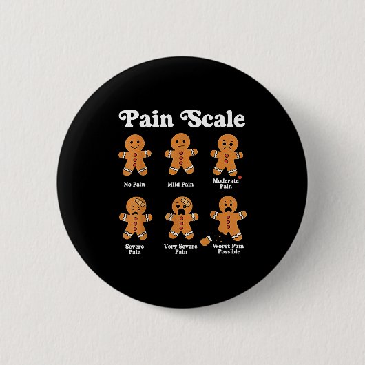 Pain Scale Funny Gingerbread Christmas Nurse Pain Button (Vorderseite)
