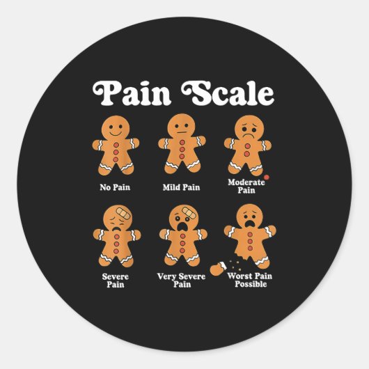 Pain Scale Funny Gingerbread Christmas Nurse Pain Runder Aufkleber (Vorderseite)