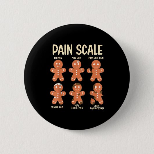 Pain Scale Funny Gingerbread Man Christmas Nurse H Button (Vorderseite)