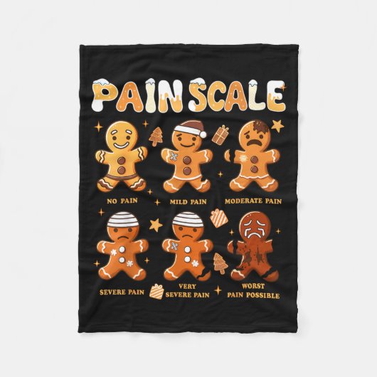 Pain Scale Funny Gingerbread Man Christmas Nurse H Fleecedecke (Vorderseite)