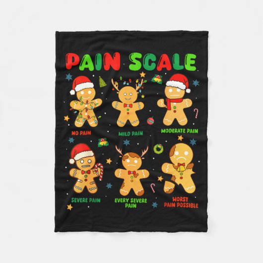 Pain Scale Funny Gingerbread Man Christmas Nurse H Fleecedecke (Vorderseite)