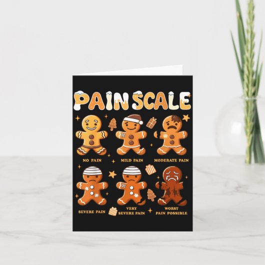 Pain Scale Funny Gingerbread Man Christmas Nurse H Karte (Vorderseite)