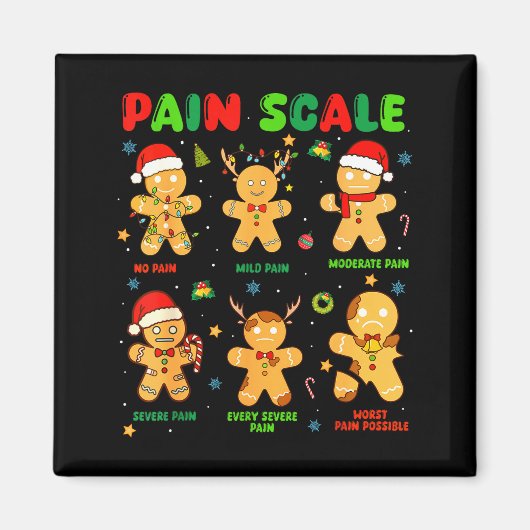 Pain Scale Funny Gingerbread Man Christmas Nurse H Magnet (Vorne)