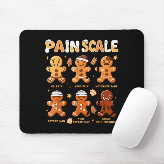 Pain Scale Funny Gingerbread Man Christmas Nurse H Mousepad (Mit Mouse)