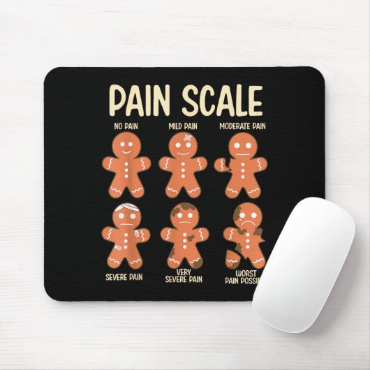 Pain Scale Funny Gingerbread Man Christmas Nurse H Mousepad (Mit Mouse)