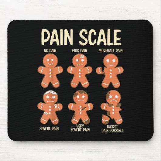 Pain Scale Funny Gingerbread Man Christmas Nurse H Mousepad (Vorne)