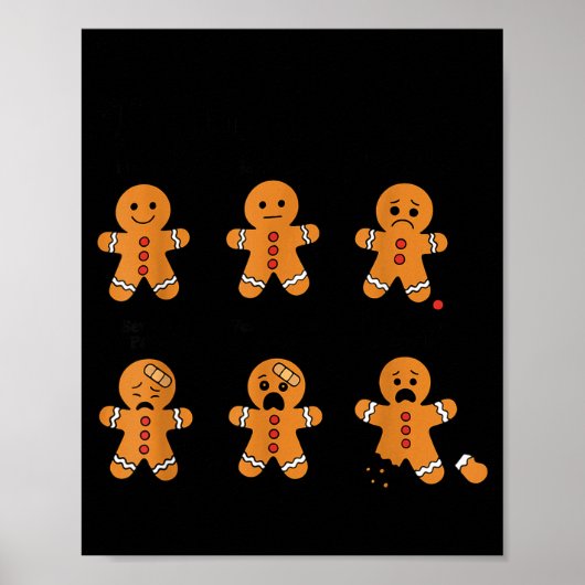 Pain Scale Funny Gingerbread Man Christmas Nurse H Poster (Vorne)