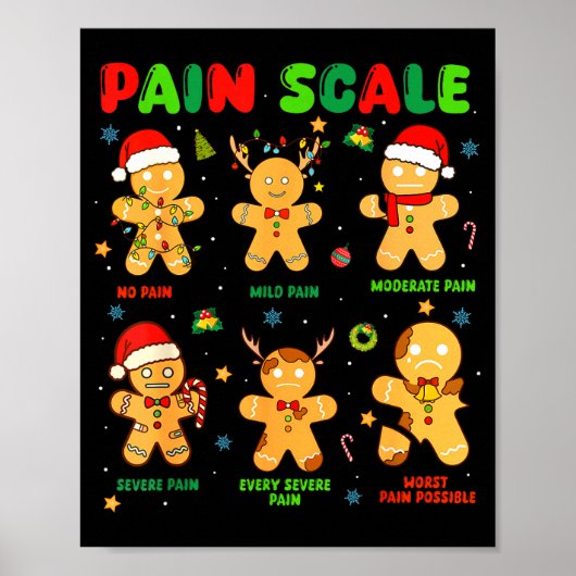Pain Scale Funny Gingerbread Man Christmas Nurse H Poster (Vorne)